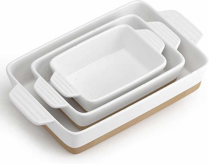 Ceramic Baking Dish, Casserole Dishes for Oven, Extra Deep Lasagna Pans with Handles, Rectangular