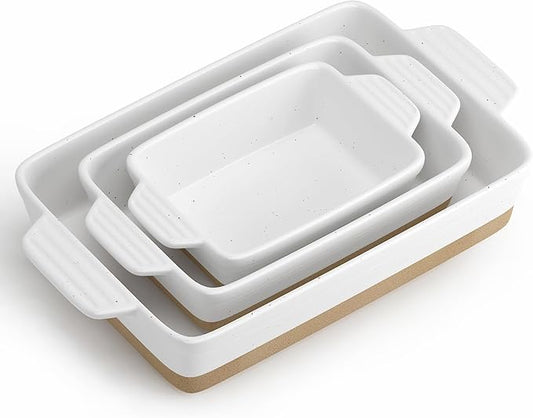 Ceramic Baking Dish, Casserole Dishes for Oven, Extra Deep Lasagna Pans with Handles, Rectangular