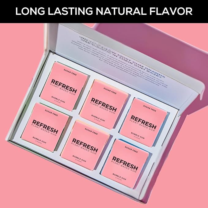 Refresh Gum, Xylitol, Sugar Free, Natural, Long Lasting Chewing Gum, Natural Flavors & Organic