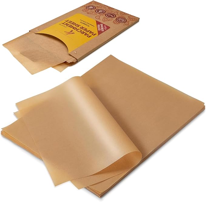 Katbite 75Pcs Unbleached Parchment Paper Sheets 12x16IN, Pre-Cut Heavy Duty Parchment Baking Paper