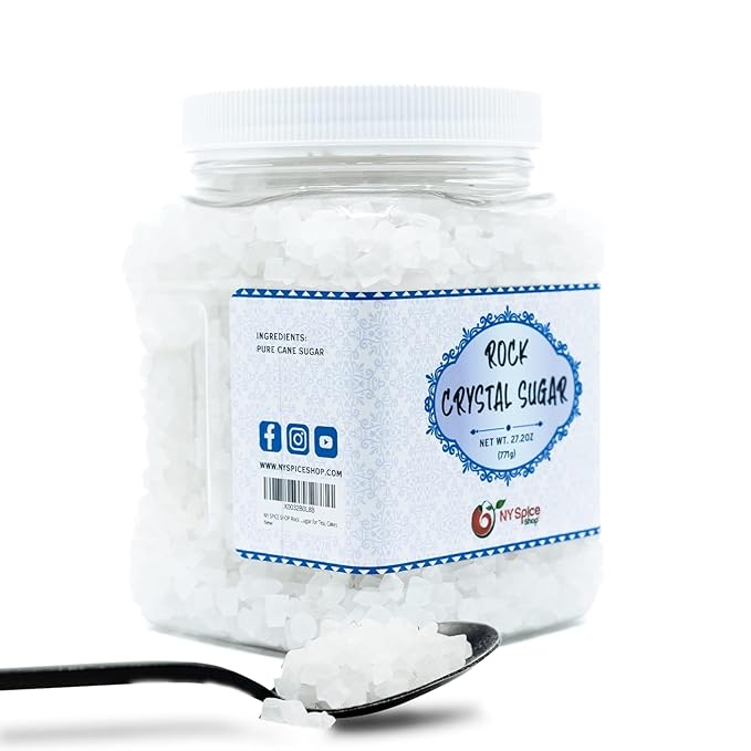 NY SPICE SHOP Rock Crystal Sugar ??1.7 Pound (27.2 Ounce) Jar Candy Crystals ??Sugar Rocks Whole