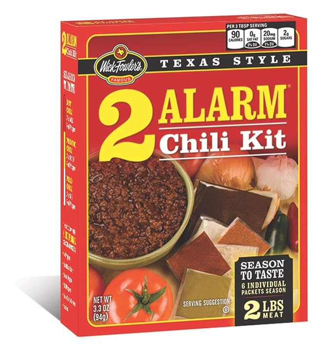 Wick Fowler's 2-Alarm Chili Kit, Texas Style Chili Seasoning Mix with Individual Packs of Spices