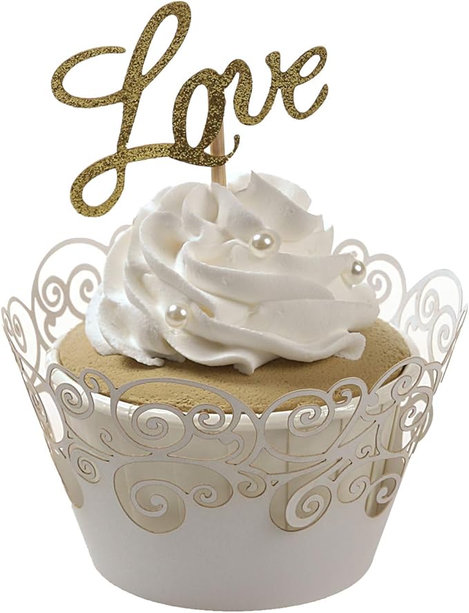 Cupcake Wrappers, KPOSIYA 50 Pack Cupcake Wraps Filigree Artistic Bake Cake Paper Cup Little Vine