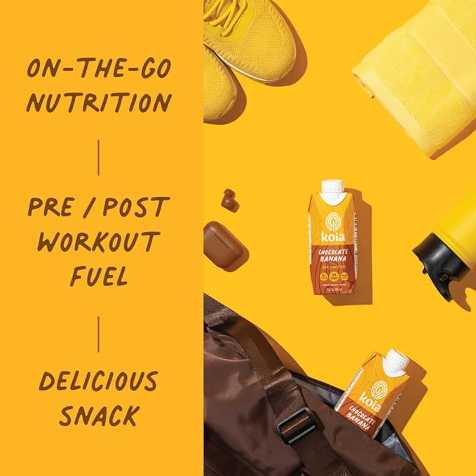 Koia Plant Based Protein Shake, Chocolate Banana, 20g Protein, 5g Sugar, 6g Prebiotic Fiber, 21