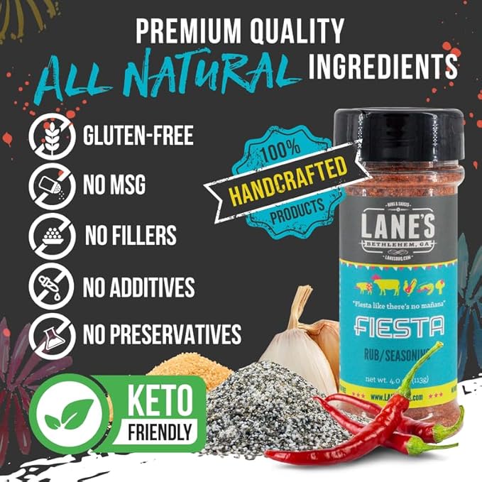 Lane's Fiesta Taco Seasoning Mix, All-Natural Keto Taco Seasoning, Chicken Taco Seasoning Mild, No