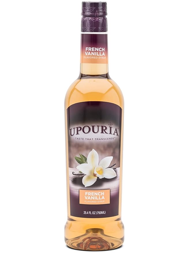 Upouria French Vanilla Coffee Syrup Flavoring, 100% Vegan, Gluten-Free, Kosher, 750 mL Bottle (Pack