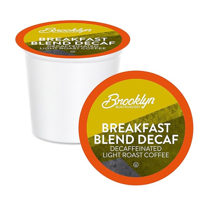 Brooklyn Beans Decaf Coffee Pods, Decaf Breakfast Blend - Compatible with Keurig K Cup Brewers