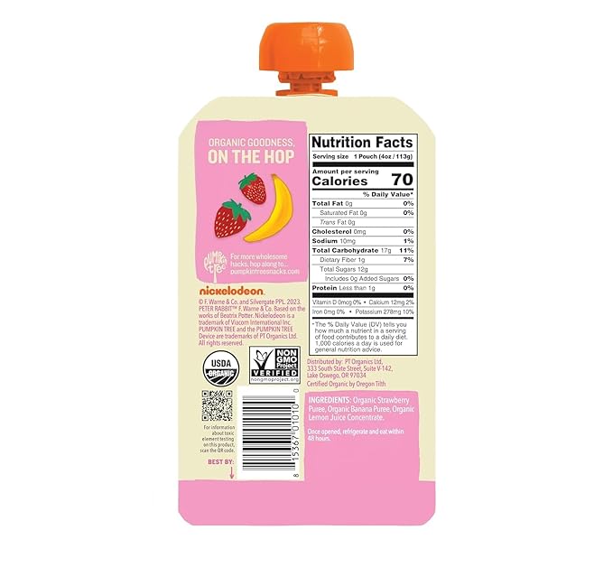 Peter Rabbit Organics Fruit Flavors Variety Pack - Squeezable Snack Pouches, 4 oz. (Pack of 36)