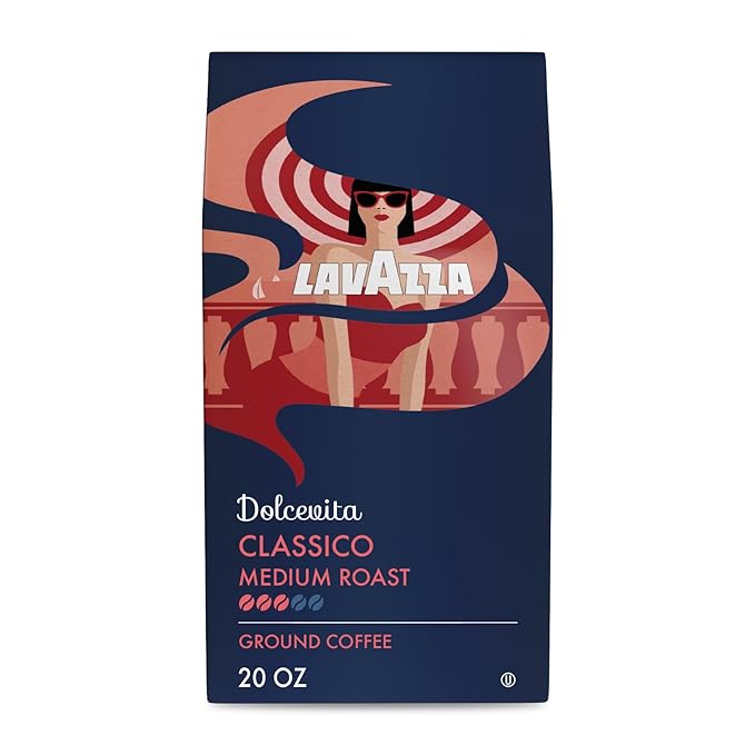 Lavazza Classico Ground Coffee Blend, Medium Roast, Authentic Italian, Blended And Roasted in