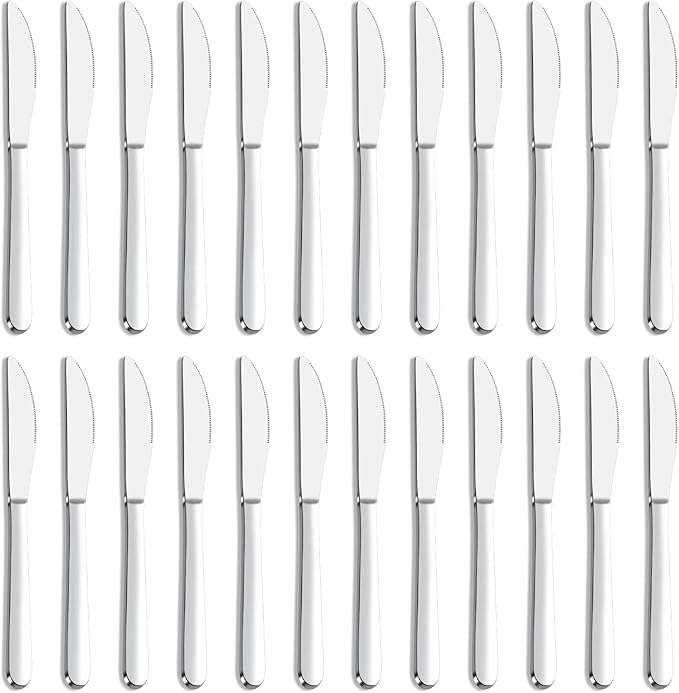 24 Pieces Knives Set - 9 Inches Dinner Knives, Butter Knife, Food Grade Stainless Steel Table Knife
