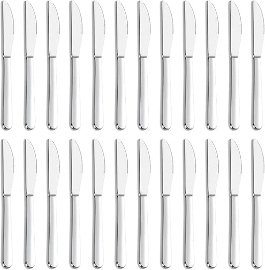 24 Pieces Knives Set - 9 Inches Dinner Knives, Butter Knife, Food Grade Stainless Steel Table Knife