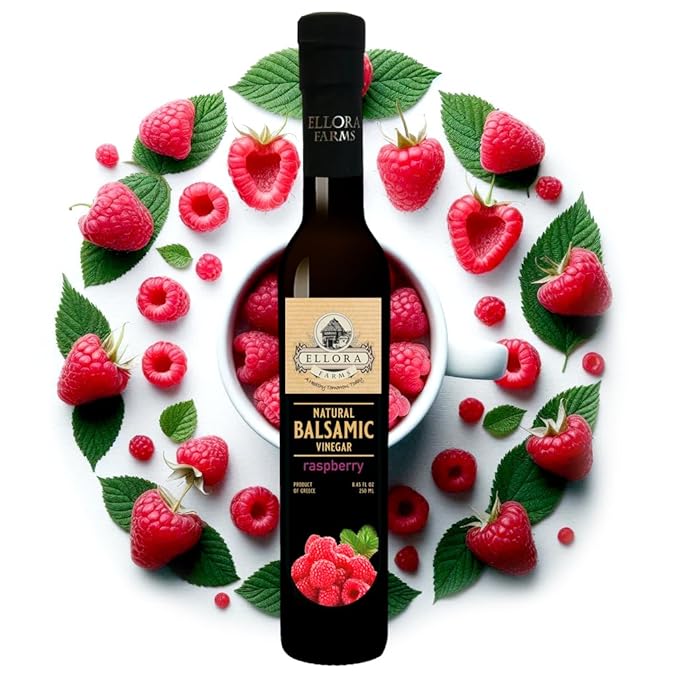 Ellora Farms, Raspberry Balsamic Vinegar, Thick and creamy, Barrel aged, No-added sugar, Award