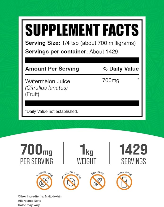 BulkSupplements.com Watermelon Juice Powder - from Watermelon Fruit, Fruit Powder, Hydation