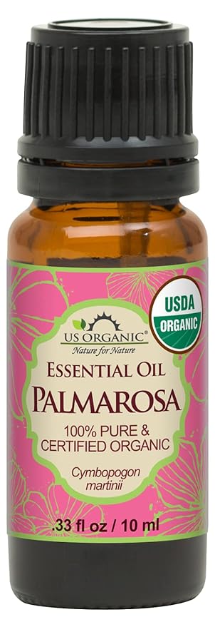 US Organic Palmarosa Essential Oil, USDA Certified Organic 100% Pure, Steam Distilled, Sourced from