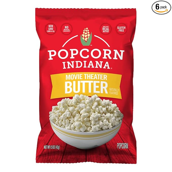 Popcorn Indiana Movie Theater Butter, King Size Bags Caddy, 1.5 Oz (Pack of 6)