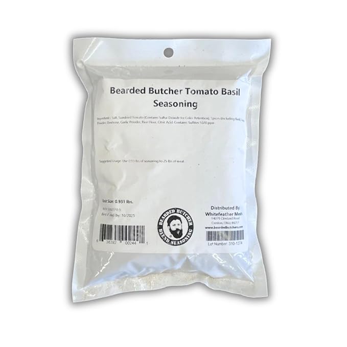Bearded Butchers Tomato Basil Seasoning, 15 oz ??For Up to 25 lbs of Meat ??Perfect for Bratwurst