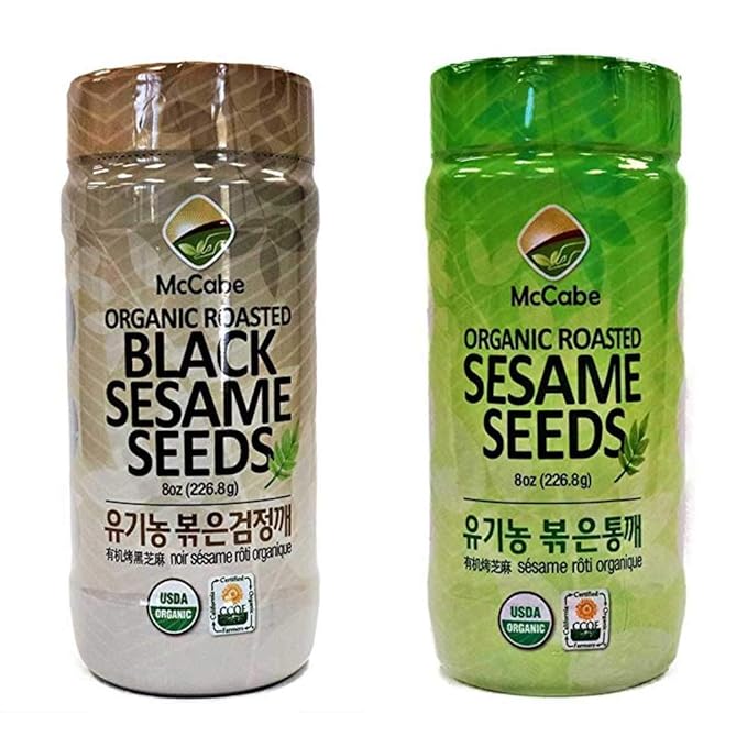 McCabe Organic Roasted Sesame Seed (2-Pack) (Sesame Seed 8oz and Black Sesame Seed 8oz), USDA