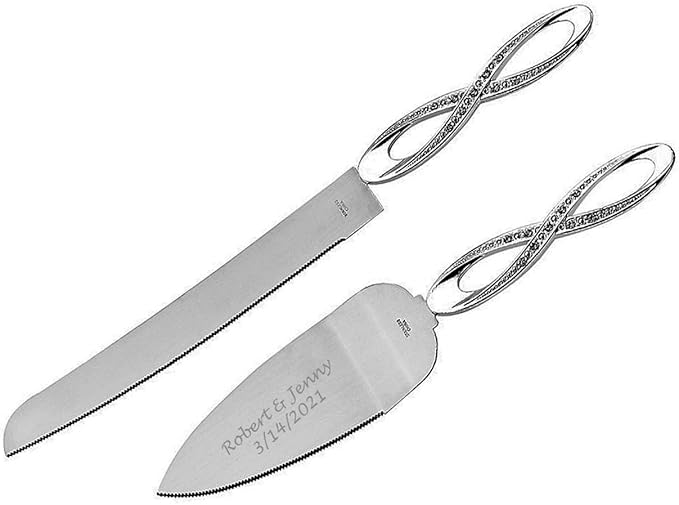 GIFTS INFINITY Personalized Infinity Wedding Cake Server and knife Free Engraving - Valentine's Day