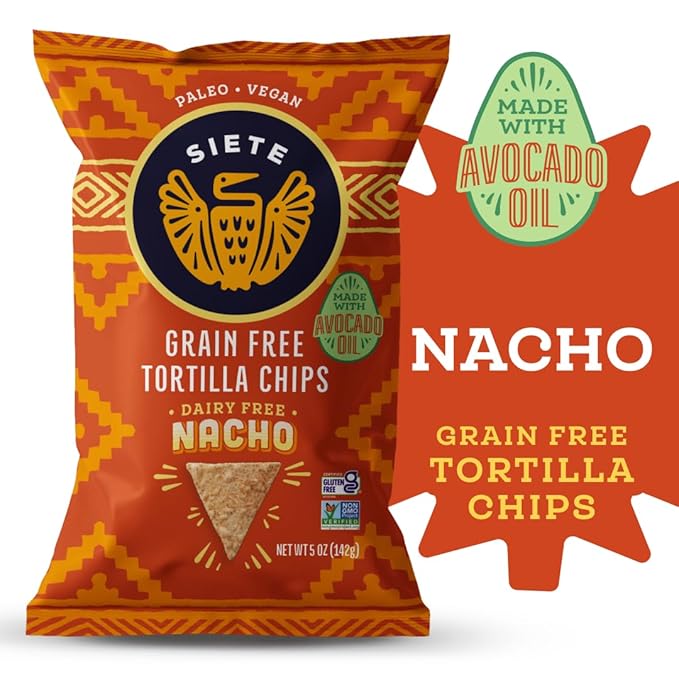 Siete Tortilla Chips | Grain Free | Gluten Free Chips | Paleo & Vegan Snacks | Non GMO | Nacho, 5