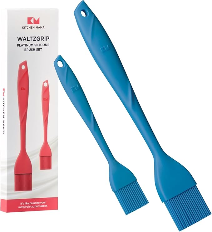 Kitchen Mama WaltzGrip Platinum Silicone Basting Pastry Brush: Set of 2 Heat-Resistant Brushes