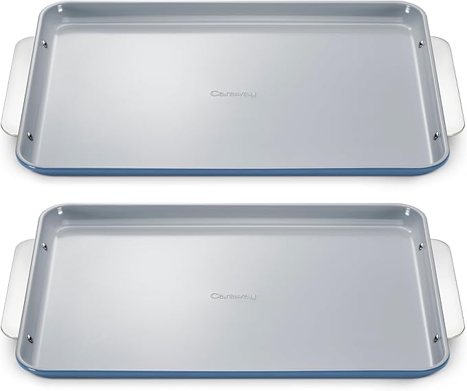 Caraway Non-Stick Ceramic Large Baking Sheet Duo - Naturally Slick Ceramic Coating - Non-Toxic