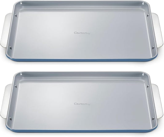 Caraway Non-Stick Ceramic Large Baking Sheet Duo - Naturally Slick Ceramic Coating - Non-Toxic