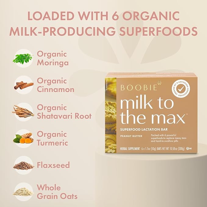 Boobie Bar Superfood Peanut Butter Lactation Bar for Breastfeeding Moms to Increase Milk Supply |