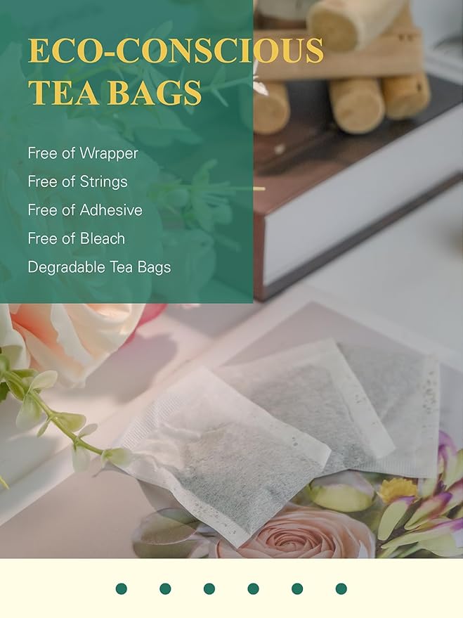 GLDNT Organic Jasmine Green Tea Bags, Organic Green Tea Scented with Jasmine Flowers, Floral Aroma