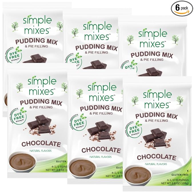 Simple Mixes Natural Instant Pudding & Pie Filling Mix, Healthy Snack, Chocolate, Gluten and