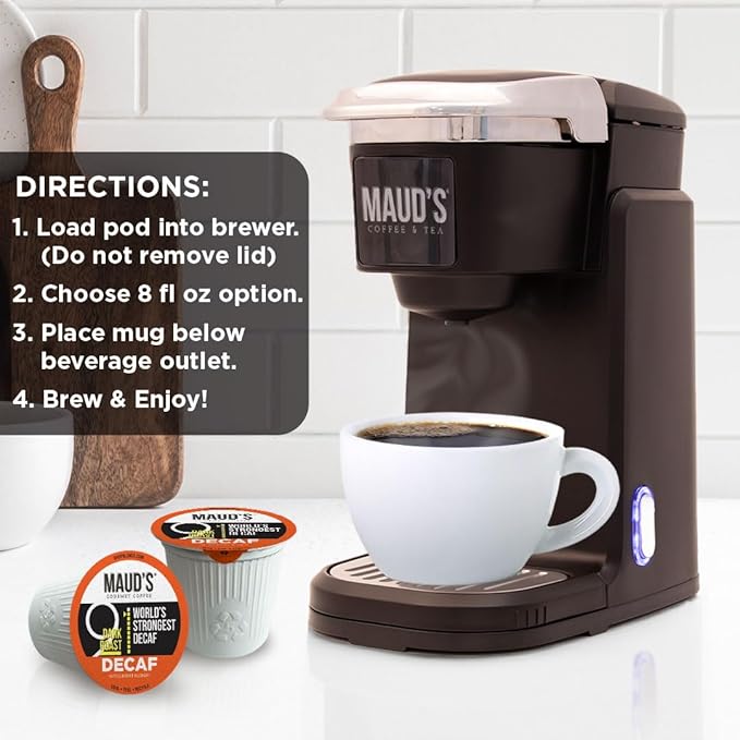 Maud's World's Strongest Decaf Dark Roast Coffee Pods, 36 ct, Decaffeinated Dark Roast Coffee in