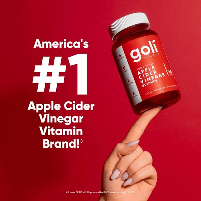 Goli Apple Cider Vinegar Gummy Vitamins - 60 Count - Vitamin B12, Gelatin-Free, Gluten-Free, Vegan