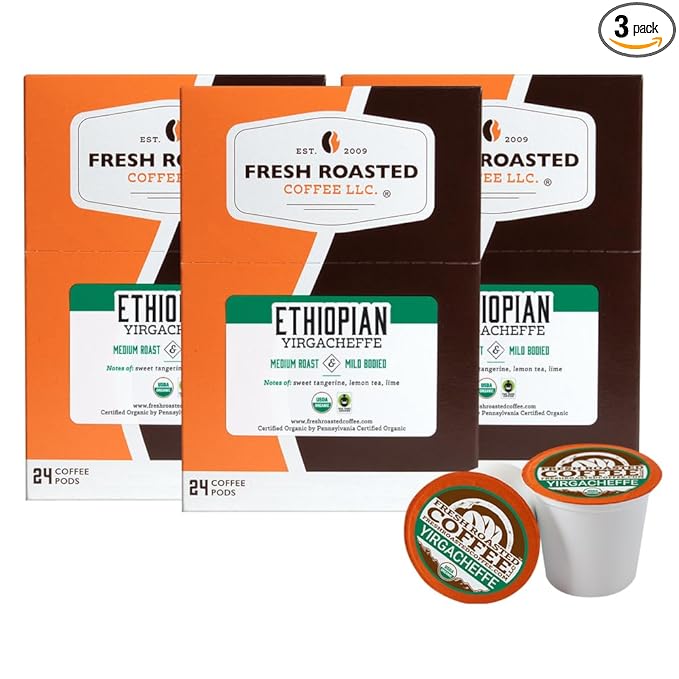 Fresh Roasted Coffee, Organic Ethiopian Yirgacheffe | USDA Organic, Mold & Myco 3rd Party Tested