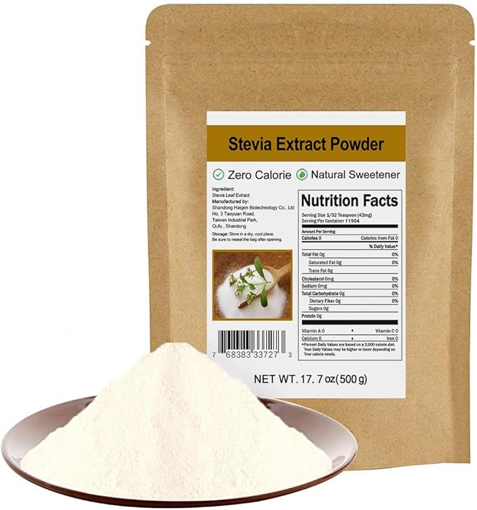 Pure Stevia Extract Powder without Erythritol 17.7oz(500g) - Highly Concentrated Stevia Powder