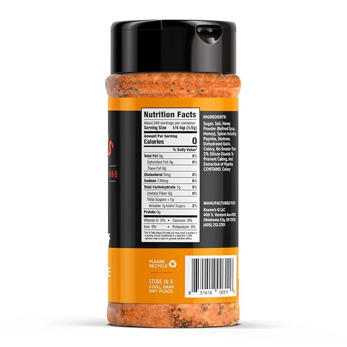 Kosmos Q Honey Killer Bee BBQ Dry Rub, Sweet Seasoning with Brown Sugar, Honey, Garlic & Paprika