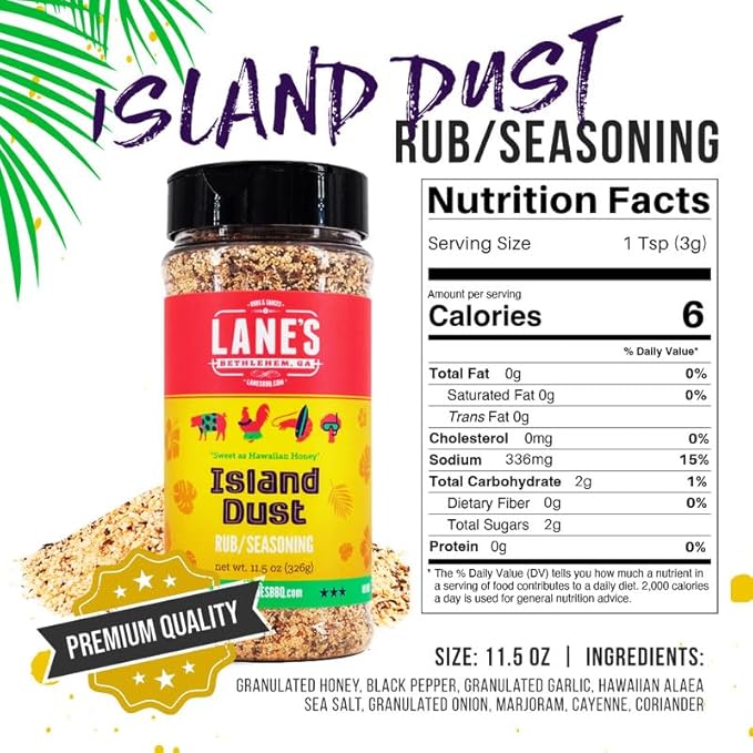 Lane's Island Dust Rub Alaea Hawaiian Sea Salt Seasoning Salt, All-Natural Hawaiian Alea Red Sea