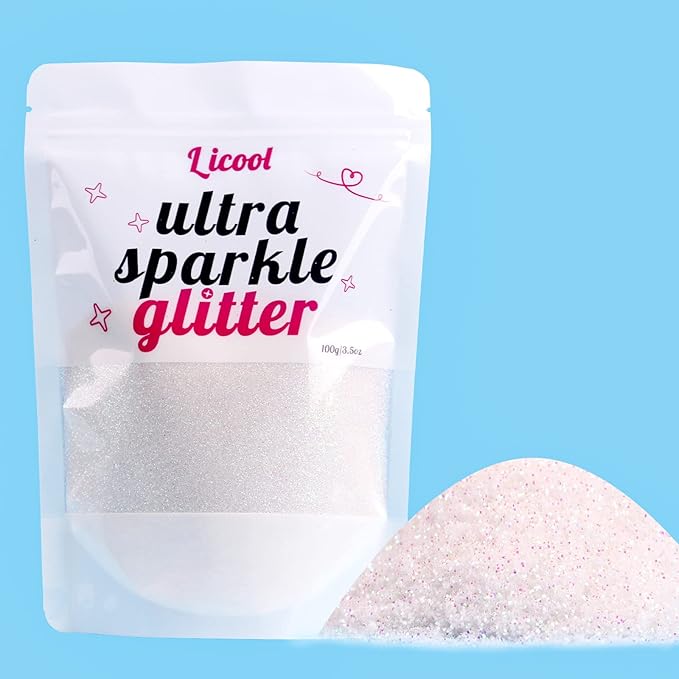 100g/3.5oz Pack Iridescent Rainbow Fine Glitter for DIY Craft, Extra Fine Glitter for Epoxy Resin