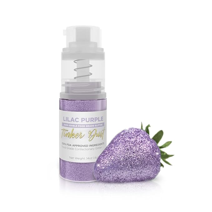 Bakell - Lilac Purple Tinker Dust (4g, 1x Mini Spray Pump) Edible Glitter for Food, Desserts, and
