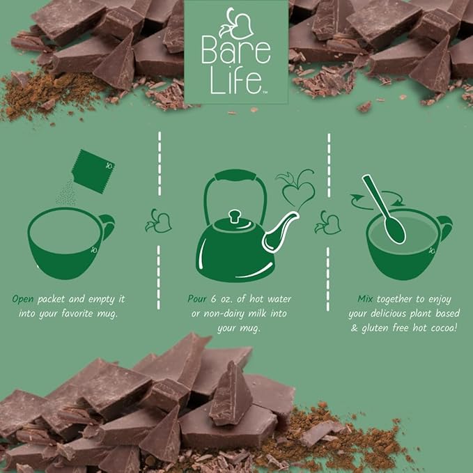 Bare Life: Dairy Free Coconut Hot Cocoa Mix | Single Serving 0.95 Oz (10 Pack) | Gluten Free
