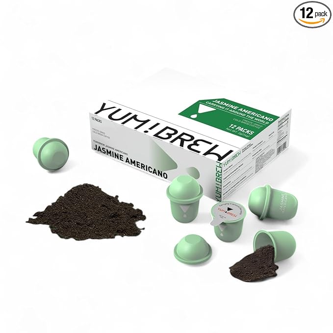 Yum!Brew Instant Jasmine Americano Coffee – Freeze-Dried Yunnan Arabica | 12 Servings | Floral &