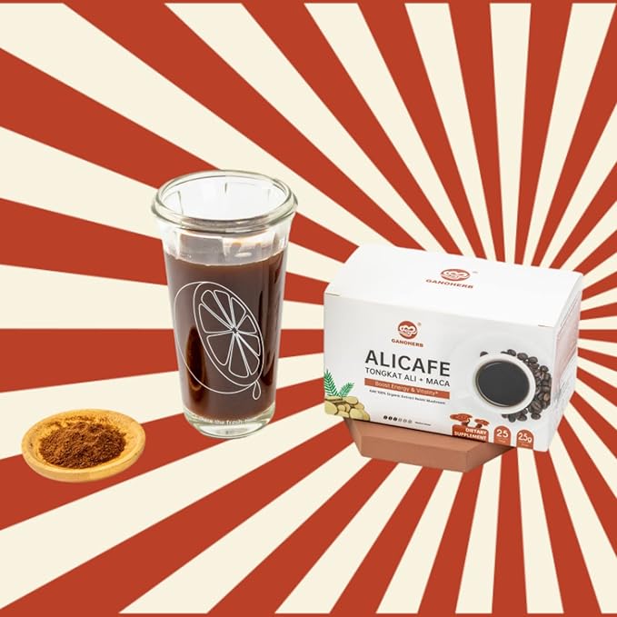 GANOHERB Maca Energy Coffee for Men, Women Herbal Coffee with Tongkat Ali, Maca Root, Reishi