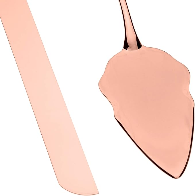 Ella Celebration Rose Gold Engravable Cake Knife & Server Set for Engraving, Rose Gold Wedding