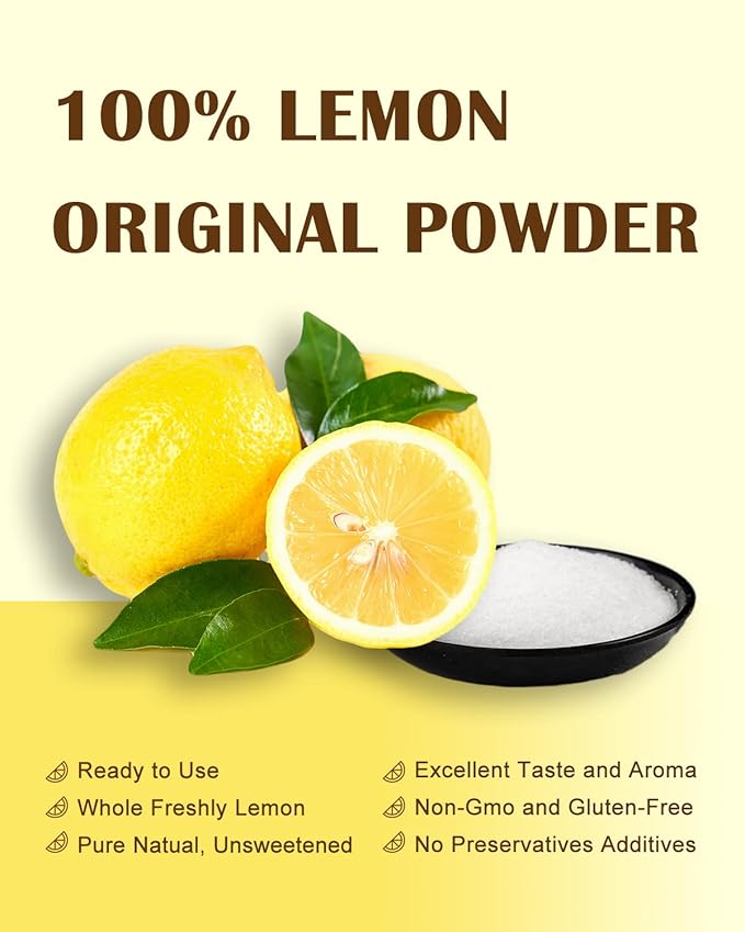 ORGFUN Original Lemon Powder, Freeze Dried Lemon Juice Powder, Great for Beverages, Smoothies