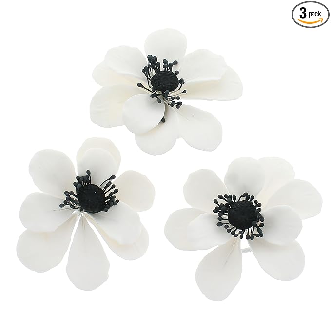 Global Sugar Art Poppy Anemone Sugar Cake Flowers White with Black Center, 3 Count by Chef Alan