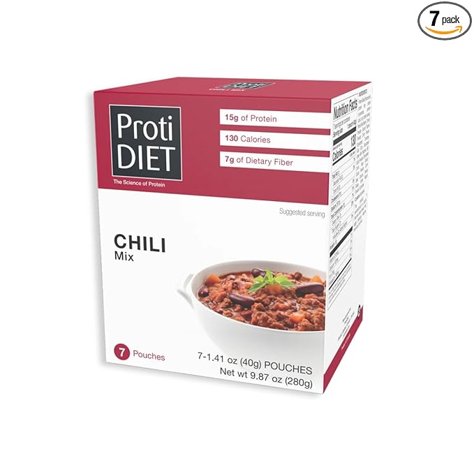 ProtiDIET High Protein Chili Mix - Gluten free, Low Fat, Flavorful Soy Protein Meal, Quick and