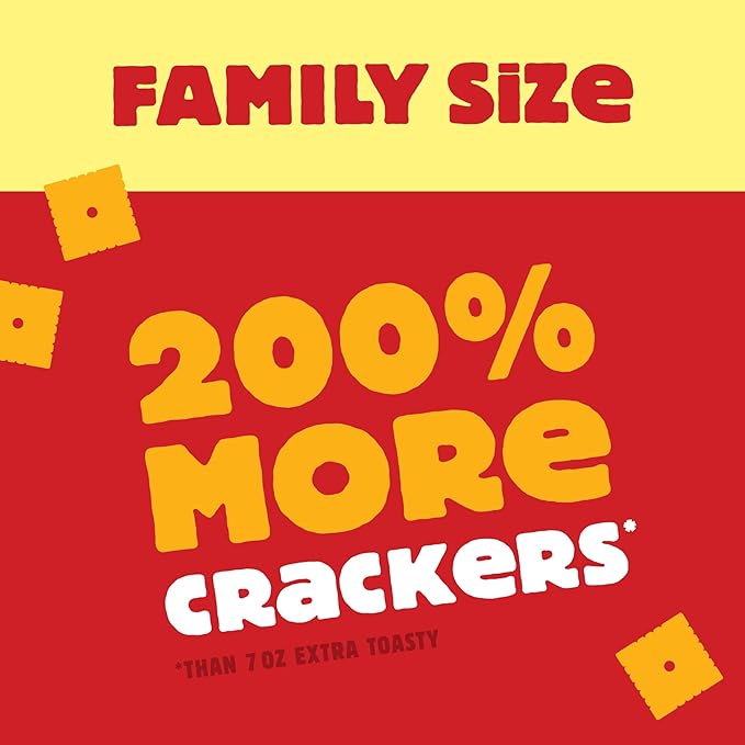 Cheez-It Cheese Crackers, Baked Snack Crackers, Lunch Snacks, Family Size, Extra Toasty, 21oz Box