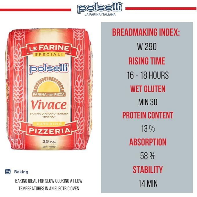 Polselli, Vivace, Tipo 00 double Zero Flour, for Pizza, Bread, Pastas, and more, All Natural