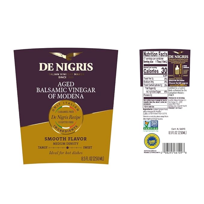 De Nigris Balsamic Vinegar Of Modena 8,5 Oz (250ml) | Balsamic Vinegar From Modena Italy Aged For 3