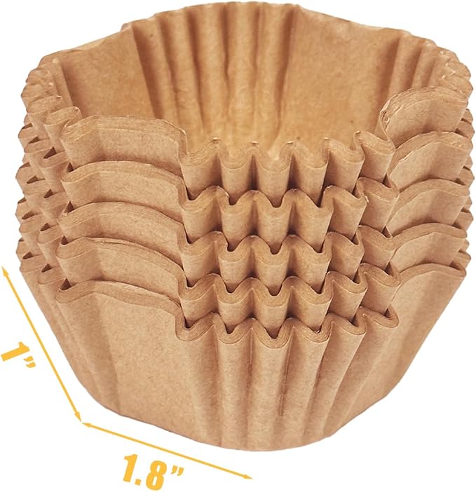 qiqee 500pcs Natural Square Cupcake Liners Muffin Linner No Smell, Food Grade Brown Baking