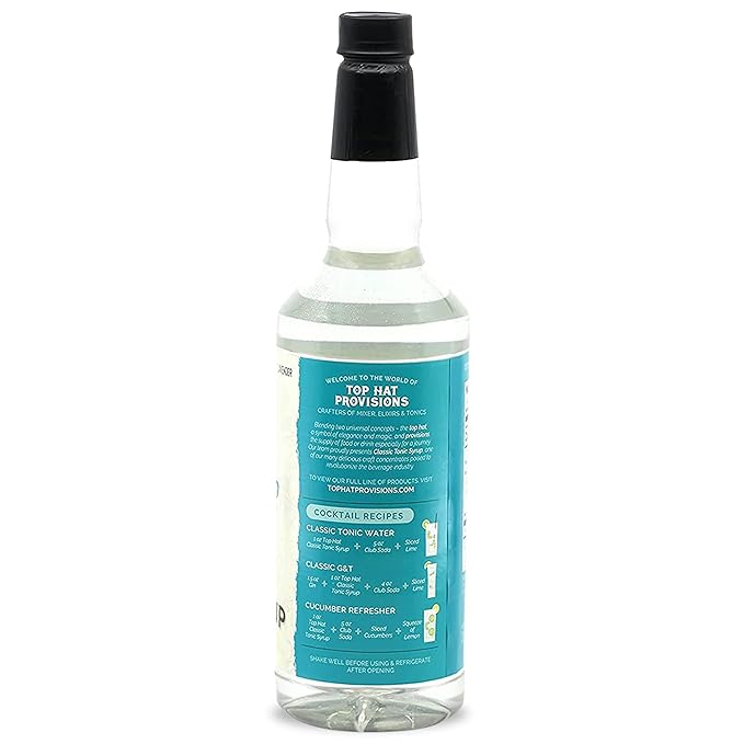 Top Hat Classic Tonic Syrup – 5x Quinine Tonic Water Concentrate – Make Tonic Water at Home – Just