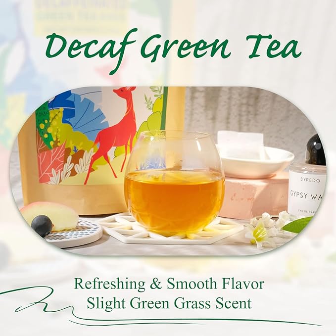 WT WEETEE Decaf Green Tea Bags, 100 Count CO2-Decaffeinated Green Tea, Drink All Day | Super